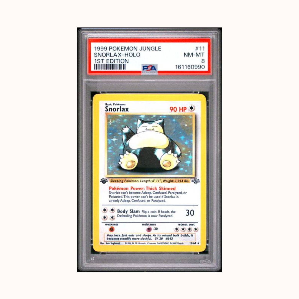 1999 Pokemon Jungle Snorlax - Holo 1st Edition PSA 8