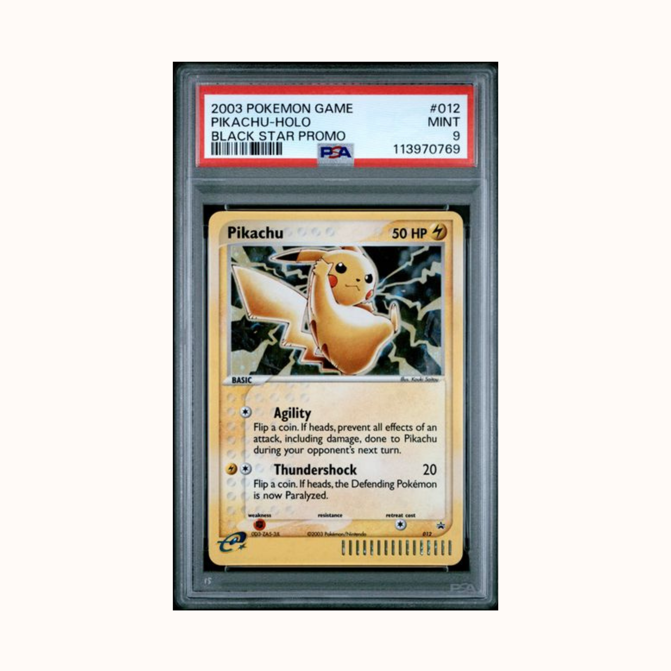 2003 Pokemon Game Pikachu-Holo #12 Black Star Promo PSA 9