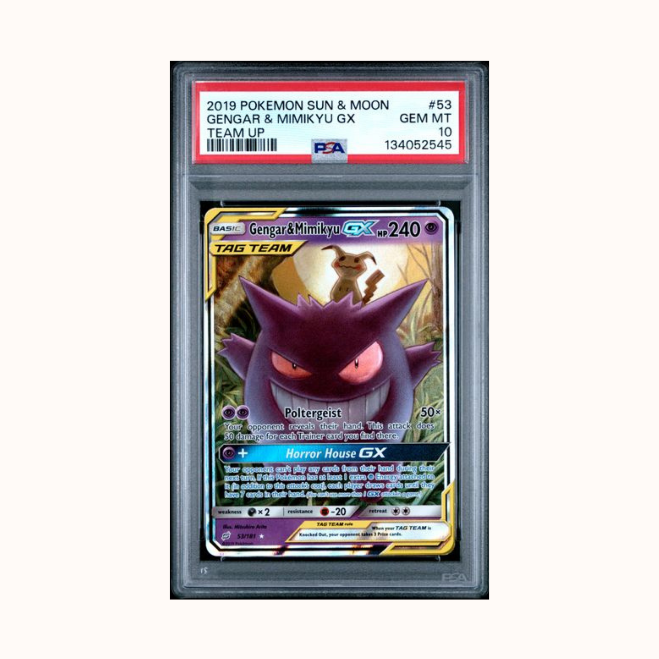 2019 Pokemon Sun & Moon Gengar & Mimikyu GX Team Up PSA 10