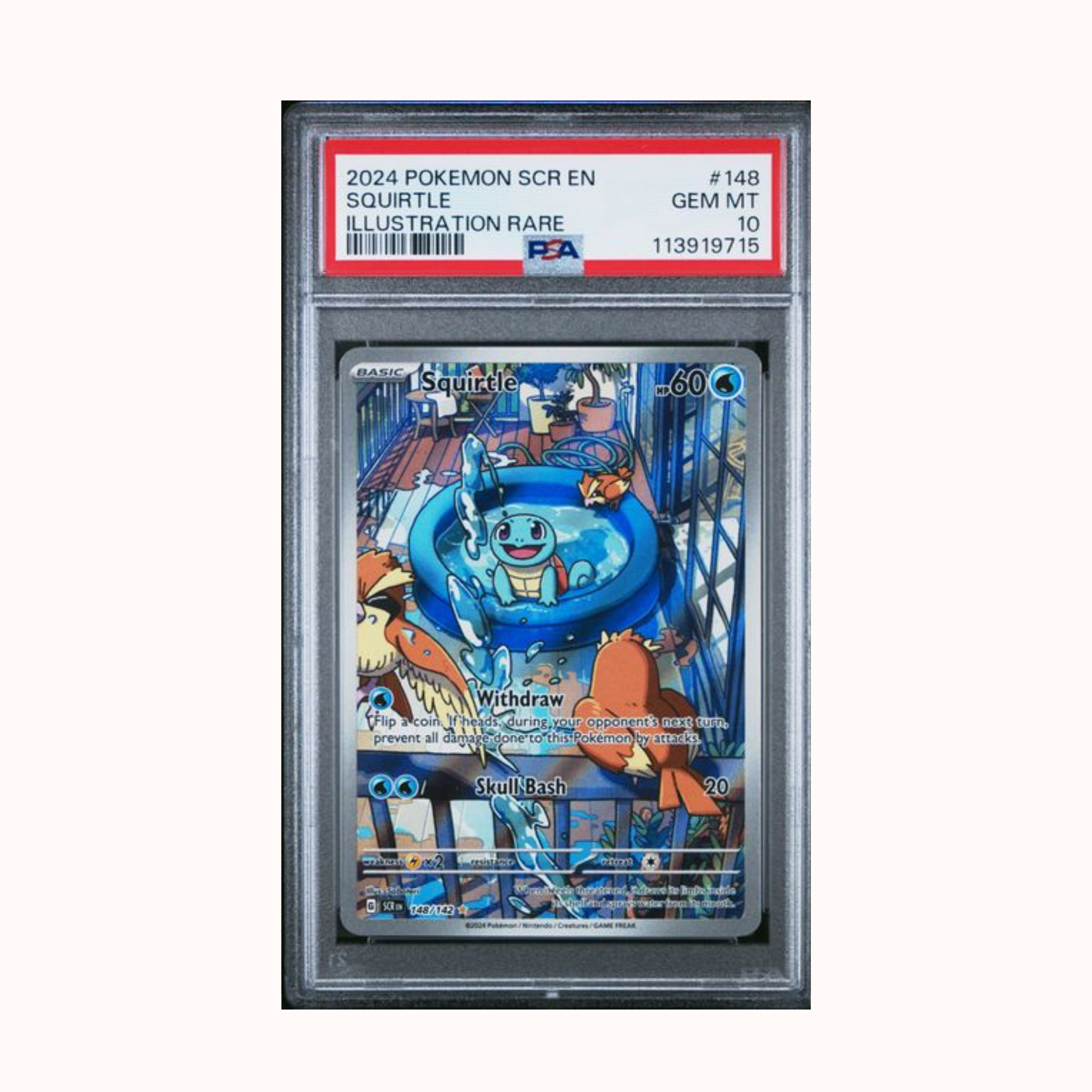2024 Pokemon SCR En Squirtle Illustration Rare #148 PSA 10