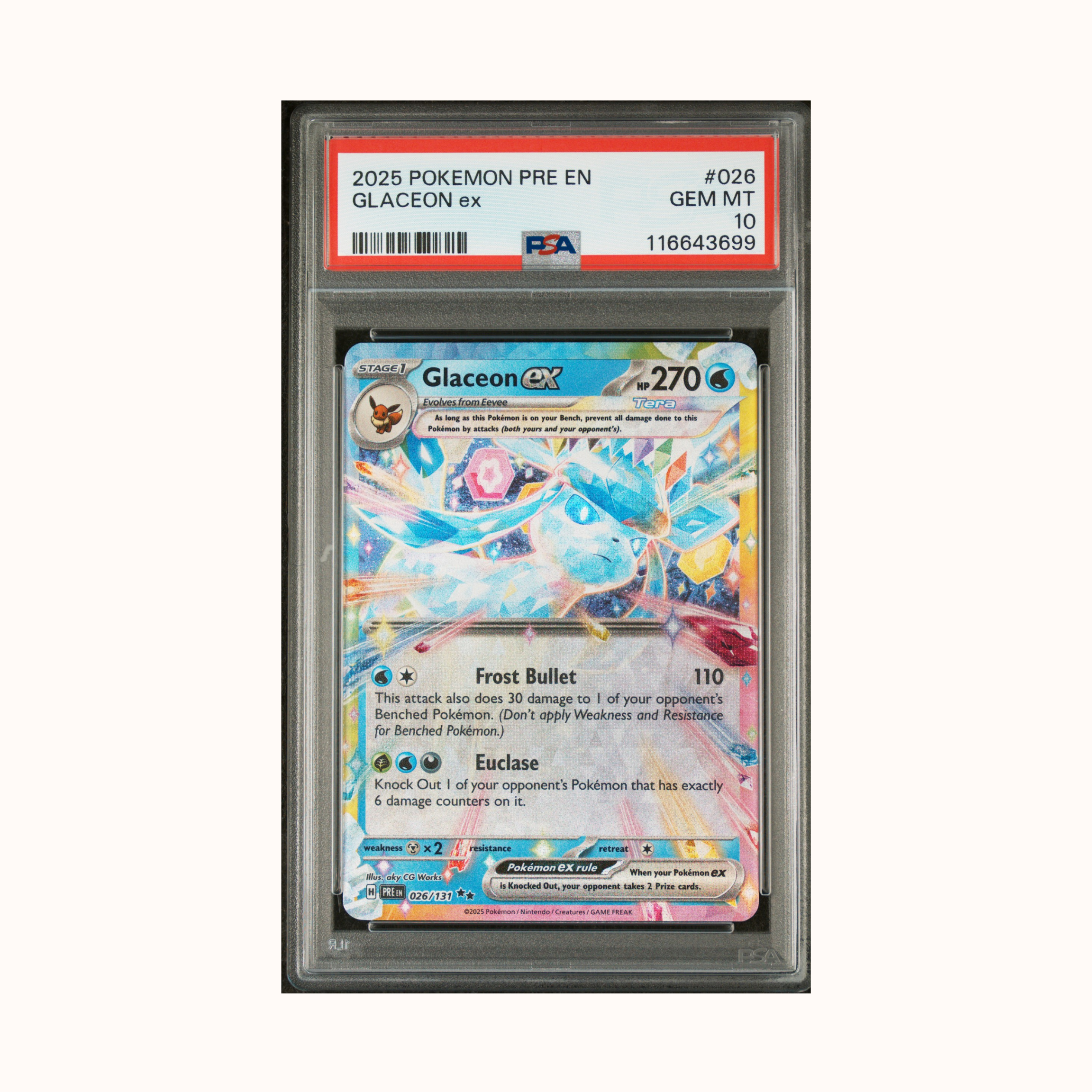 2025 Pokemon Pre En Glaceon ex #026 PSA 10