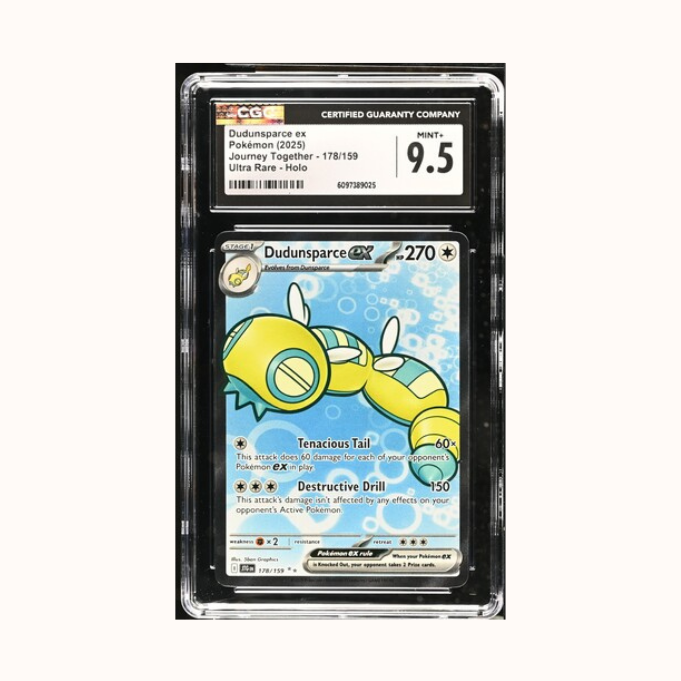 Dudunsparce ex Pokemon 2025 Journey Together - 178/159 Ultra Rare - Holo CGC 9.5