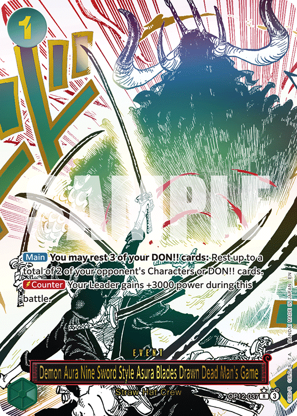 Demon Aura Nine Sword Style Asura Blades Drawn Dead Man's Game OP12-037 (Parallel)