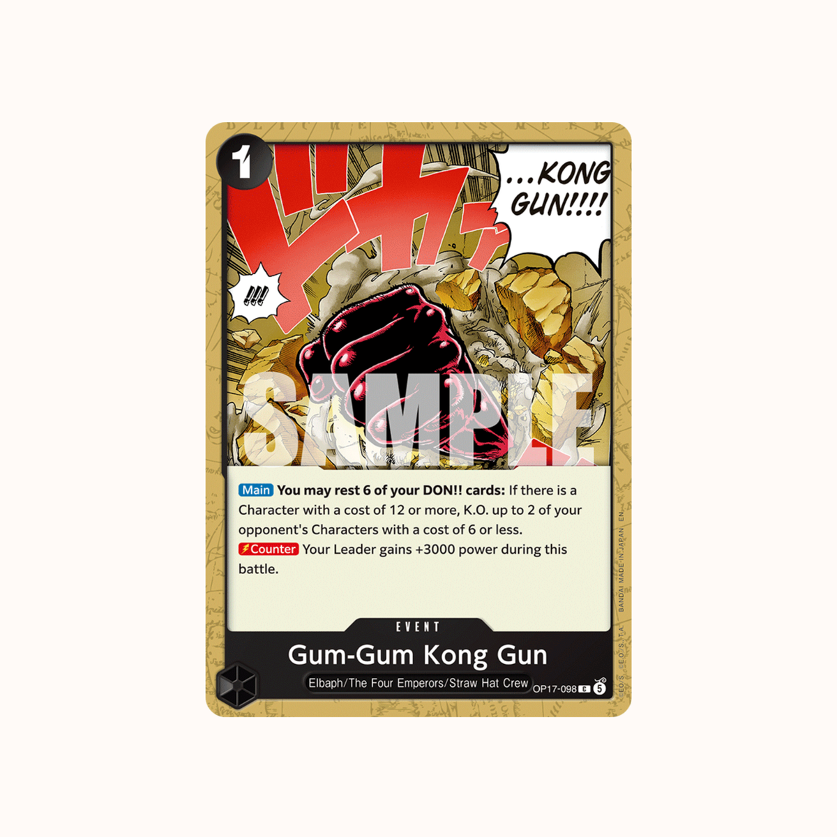 Gum-Gum Kong Gun OP17-098 One Piece Card Game OP-17