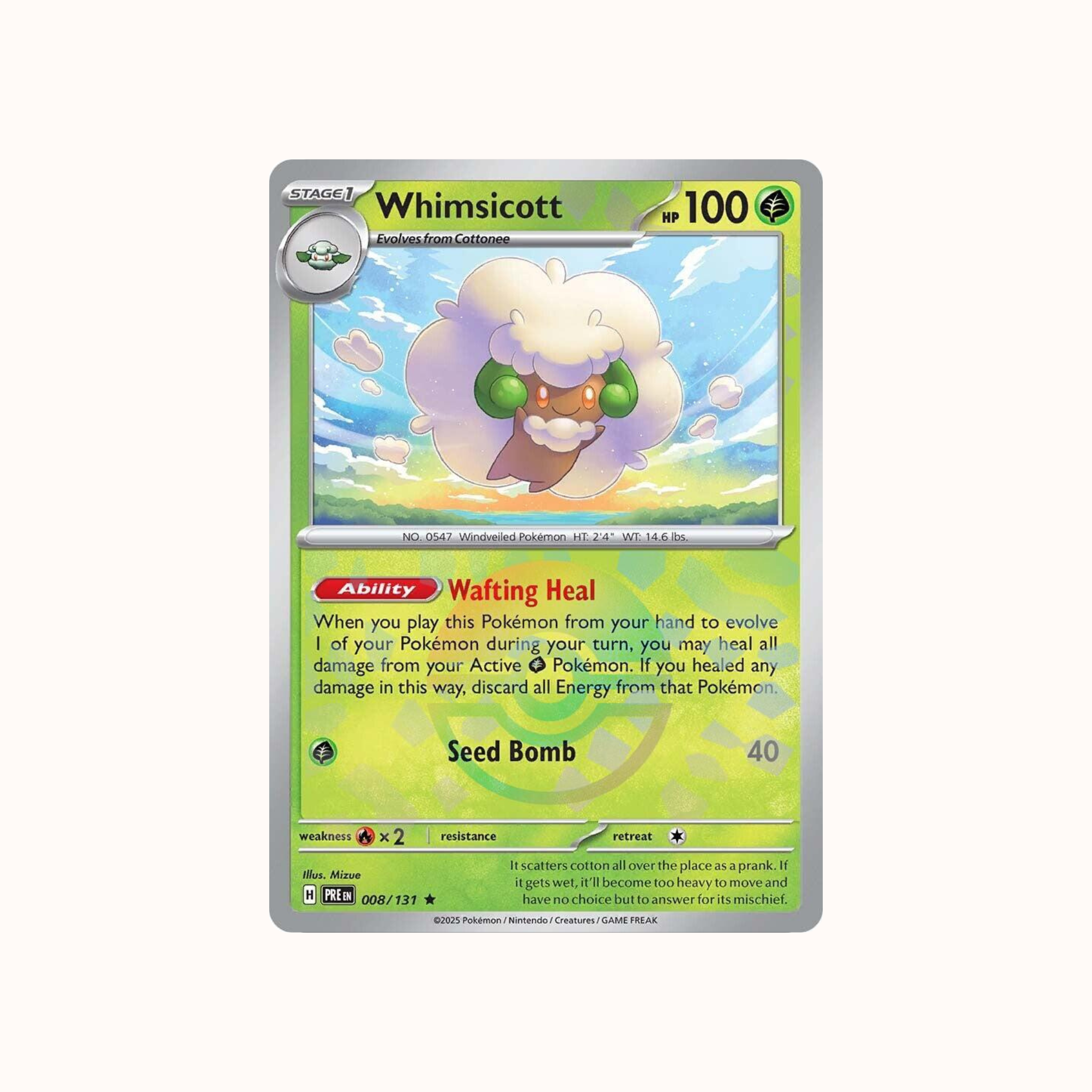 Whimsicott 008/131 Pokeball Prismatic Evolution