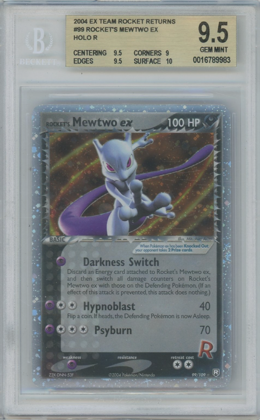 2004 Ex Team Rocket Returns #99 Rocket's MewTwo ex Holo R Beckett 9.5